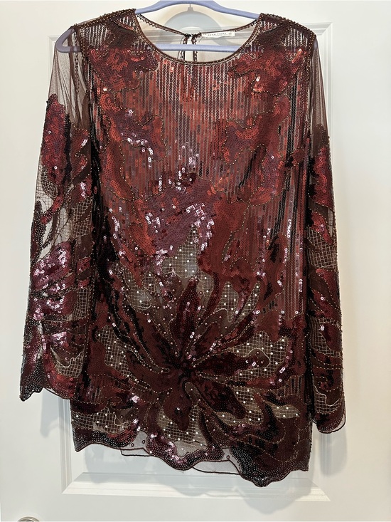 12th Tribe Dresses & Skirts - 12th Tribe Amber Nights Cinnamon Beaded/Sequined Mesh Dress